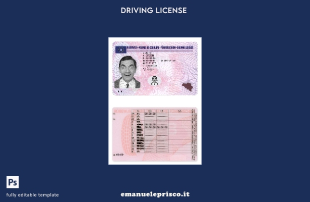 verified style modello di patente di guida belga in stile verificato template
